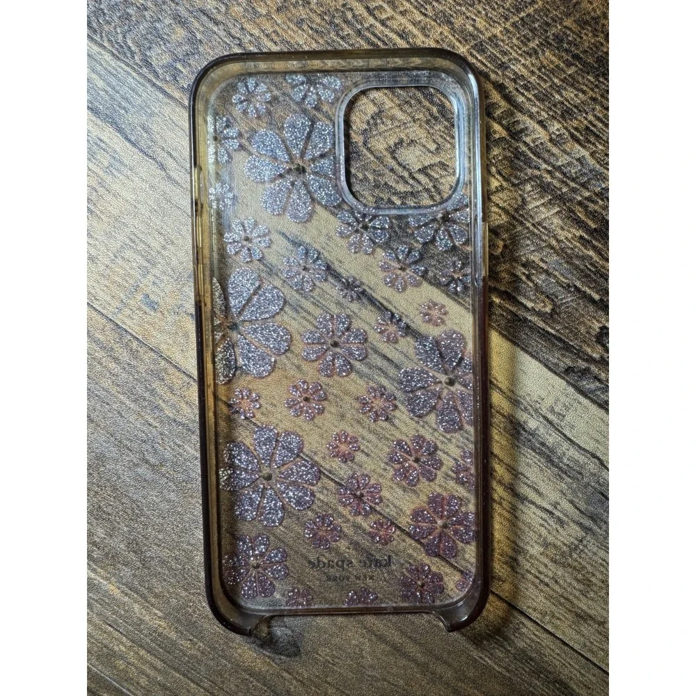 Kate Spade iPhone 13 Case Pink Glitter Floral Rhinestone Clear Protective Shell‎